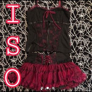 tripp nyc red and black corset and tutu set